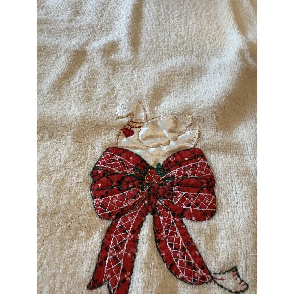 Vintage 80’s Christmas Hand Towel Set 2 Country Goose Holly Border Cannon Marten